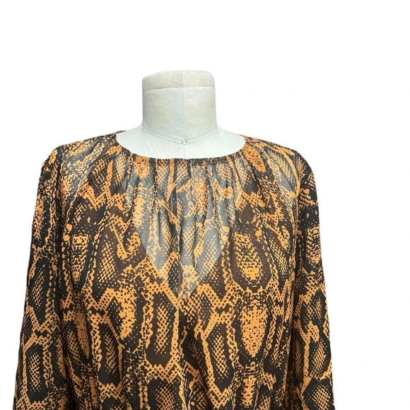 Finders Keepers Lana Snakeskin-Print Mini Dress Brown Black Size US 4 - Picture 2 of 12